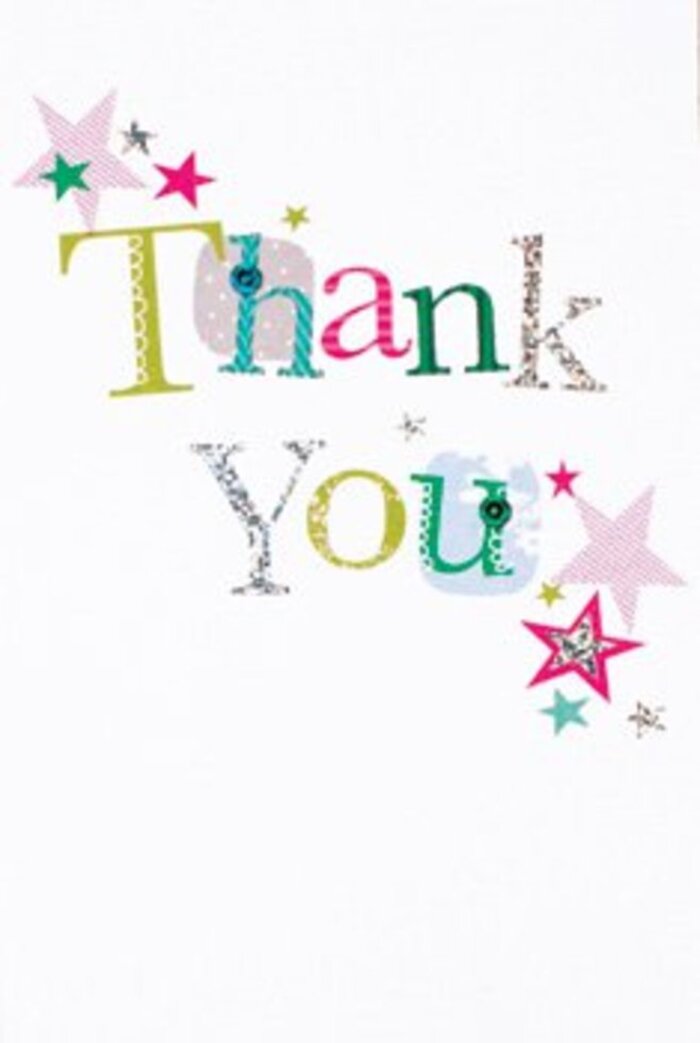 Grace and quiet exuberance fill this thank you card, its artistic letter arrangement mirroring the creative tapestry of Upper Norwood's neighbourhood. Each letter forms its own character-some with whimsical dots and joyous curves, others with flourishes that almost sing. Clusters of vibrant stars, some swirling in sparkling pink stripes, others gleaming in turquoise or silver, gather by the card's message, offering a sprinkle of cheer akin to the first blossoms in Norwood Park. There's a special airiness to the composition, set against an immaculate white that feels both modern and welcoming. It finds the sweet spot between sophistication and approachability-a warm sentiment suited for any occasion. Whether tucked inside a bouquet from a skilled Upper Norwood florist or hand-delivered to a neighbour, the card serves as a gentle, memorable gesture. Its understated charm brings to mind the heartfelt gratitude and artistry that flourish in every corner of the community.